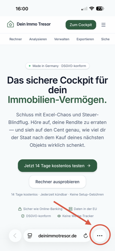 Schritt 1: Seite im Safari öffnen