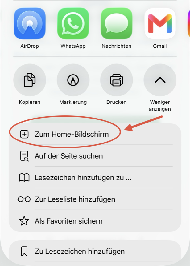Schritt 3: „Zum Home-Bildschirm“ wählen